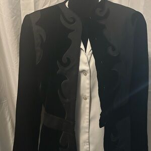 Carlisle Black Velvet Blazer With Wool Insets